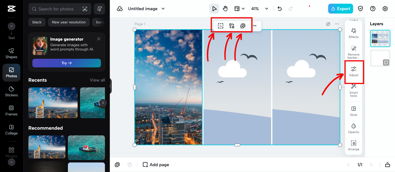 CapCut Online Adjust Tools