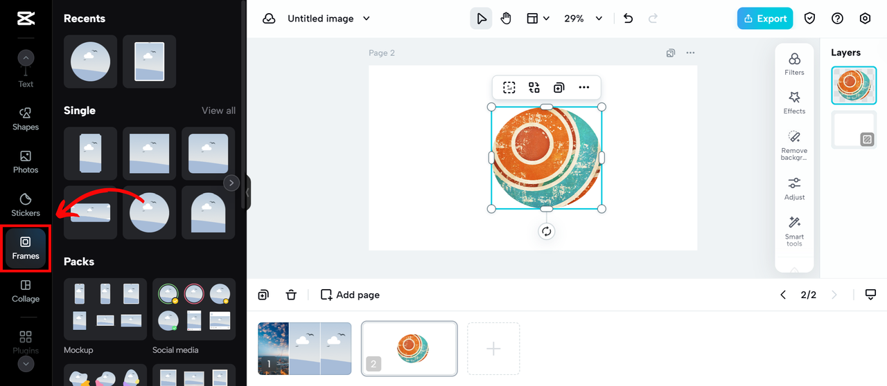 CapCut Online Frame Tool