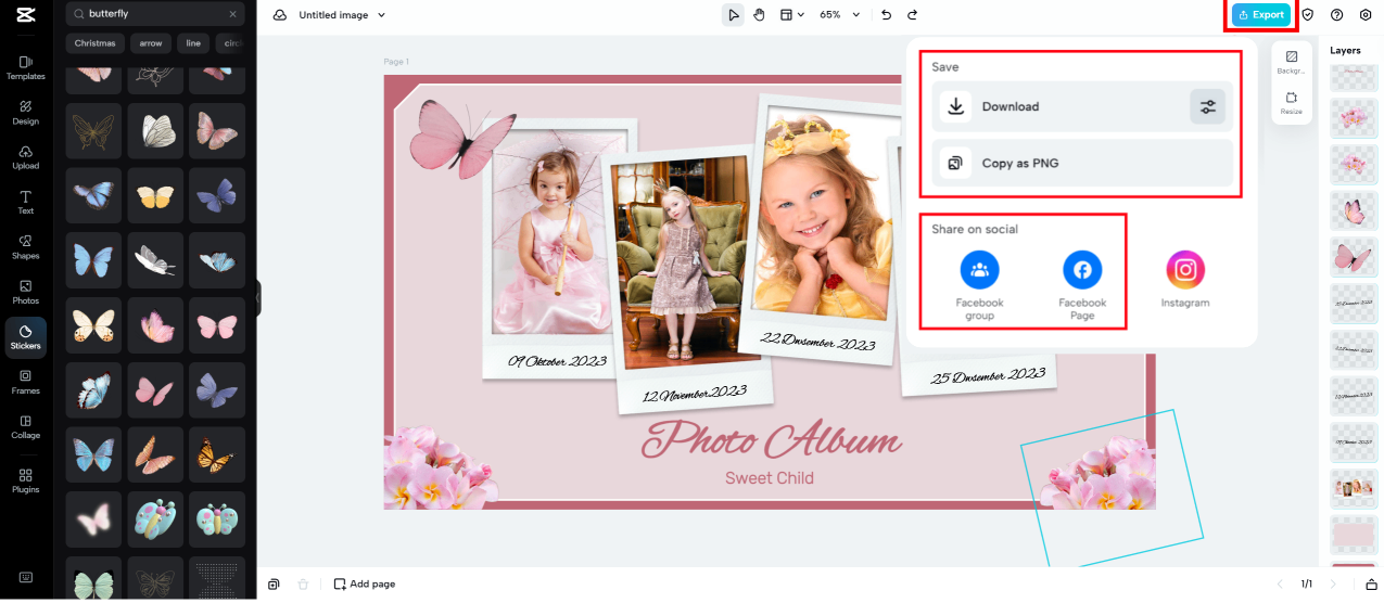 Export Facebook cover photo