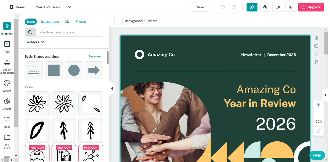 Piktochart editing interface