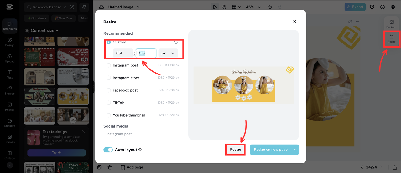 CapCut Online resize editing tool