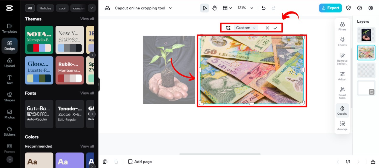 CapCut Online croppig tool