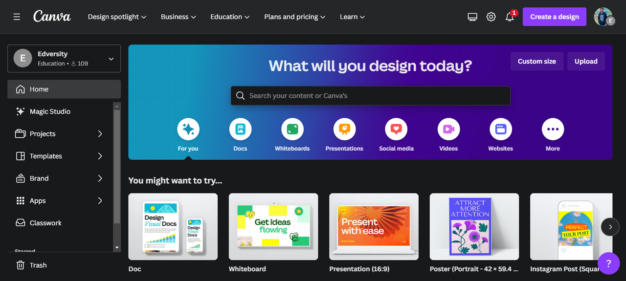 Canva's editing interface