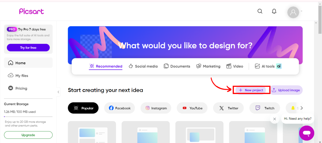 Create a new project