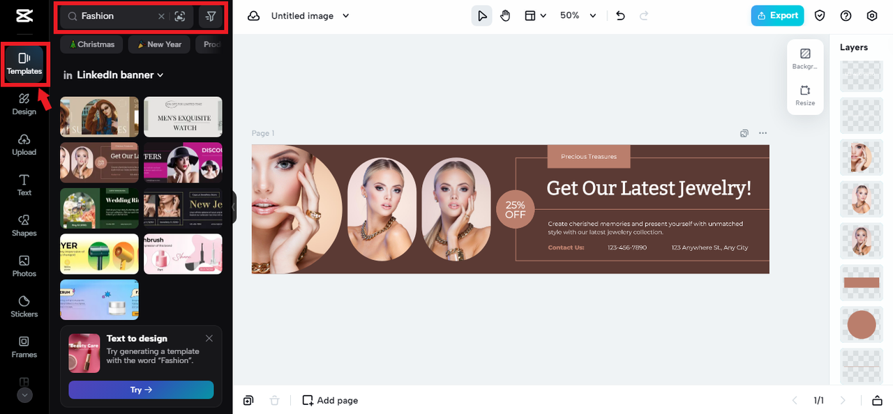 Fashion templates in CapCut Online