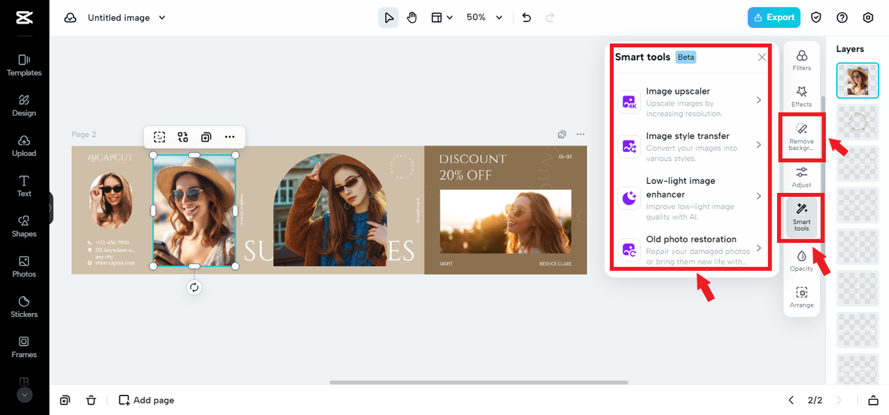 AI tools in CapCut online