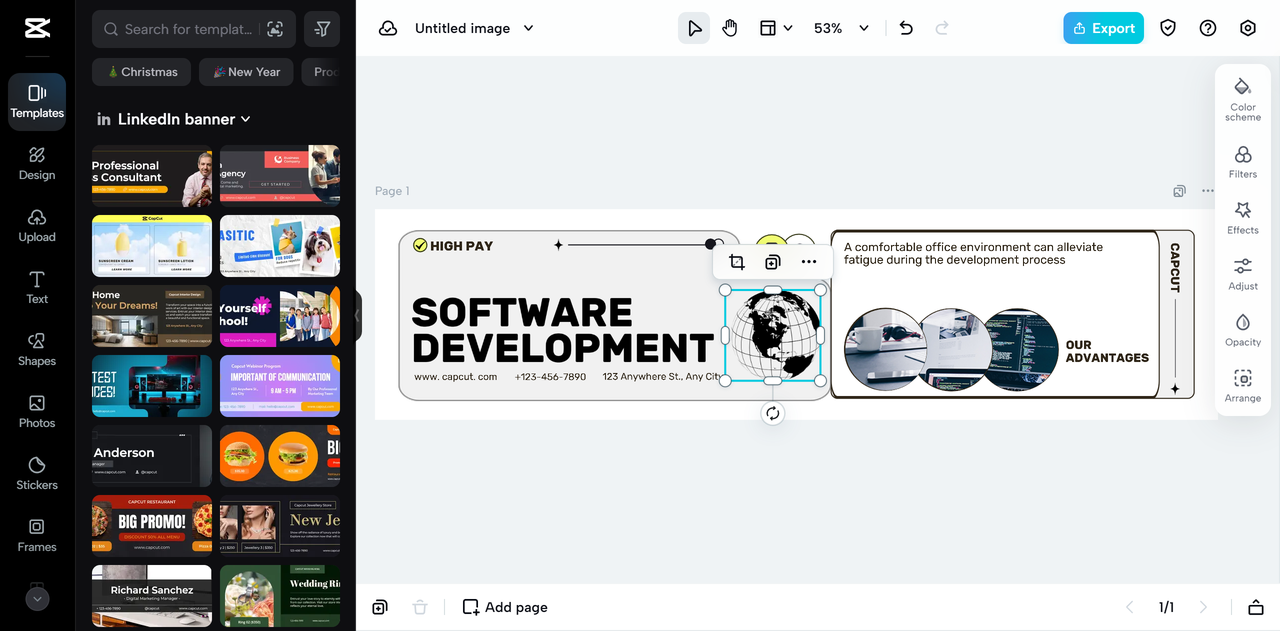 CapCut Online editing interface