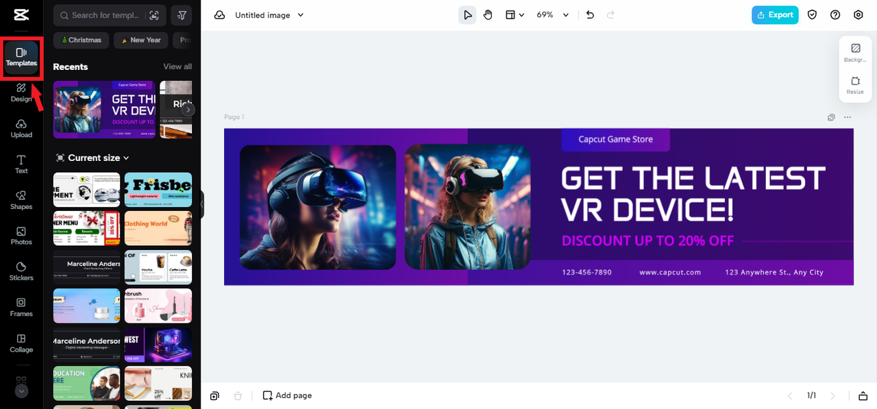 LinkedIn header templates in CapCut Online