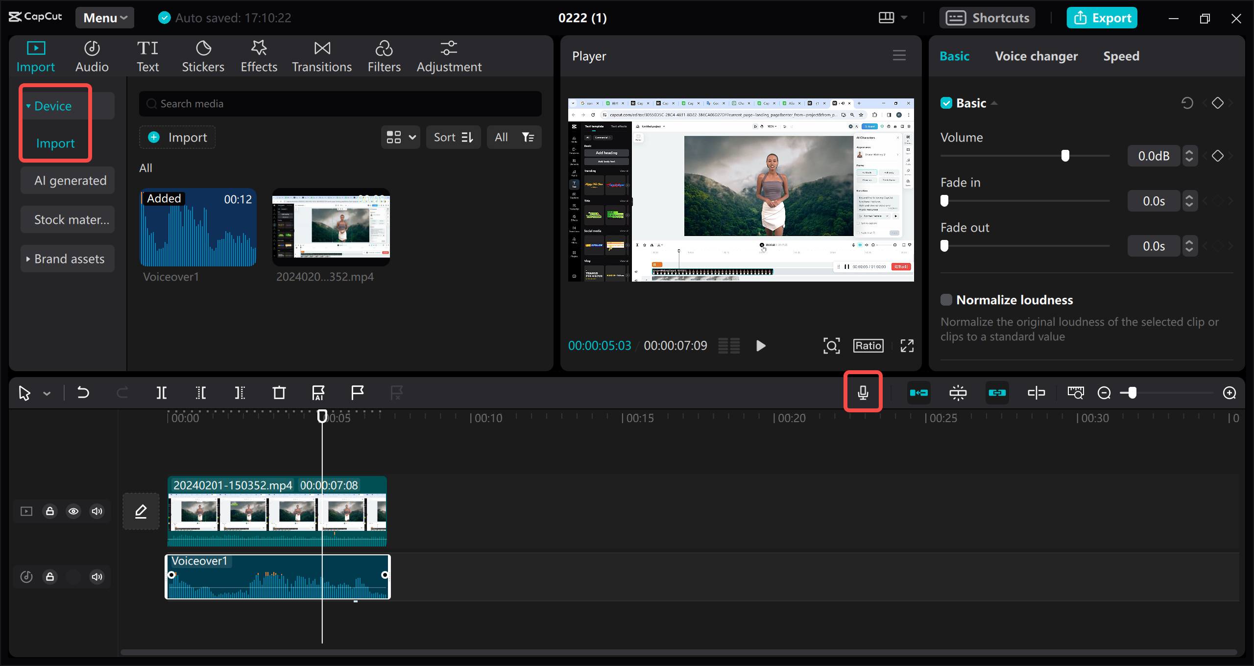 Import project or record audio