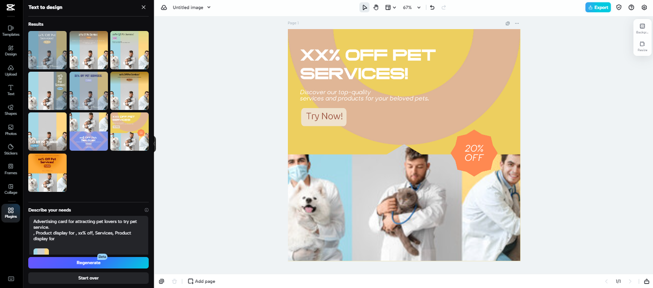 Export product design in CapCut text to design