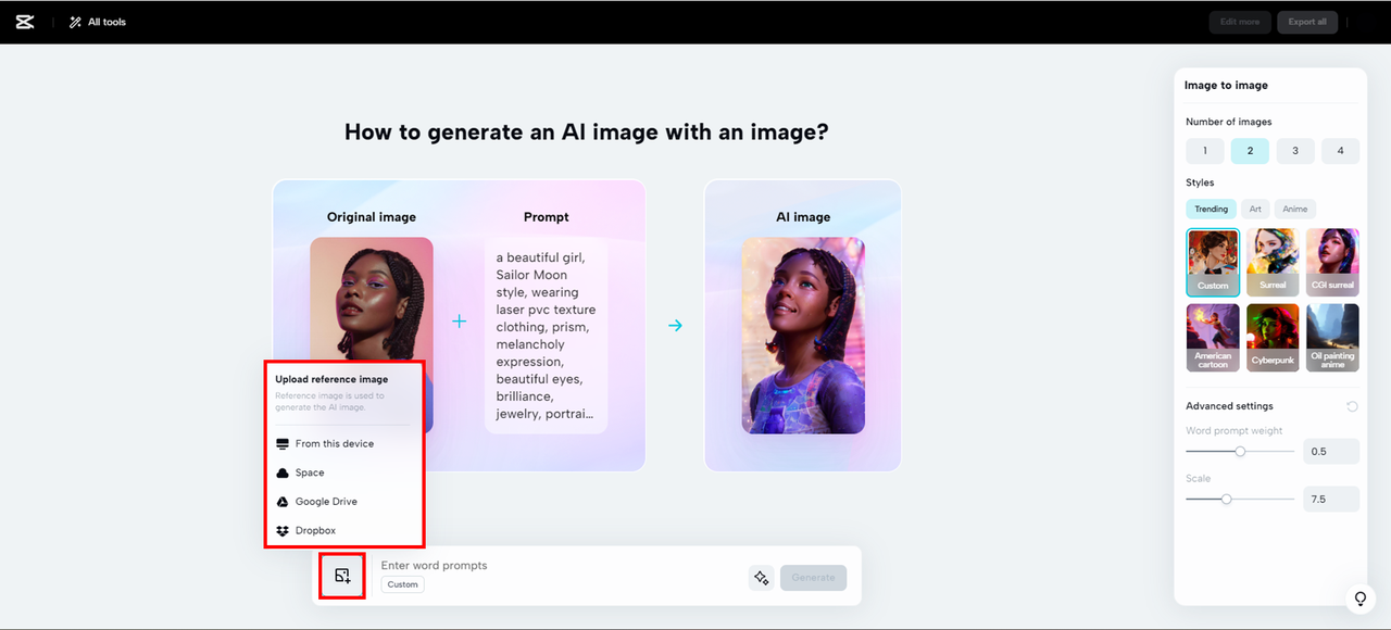 upload reference photo