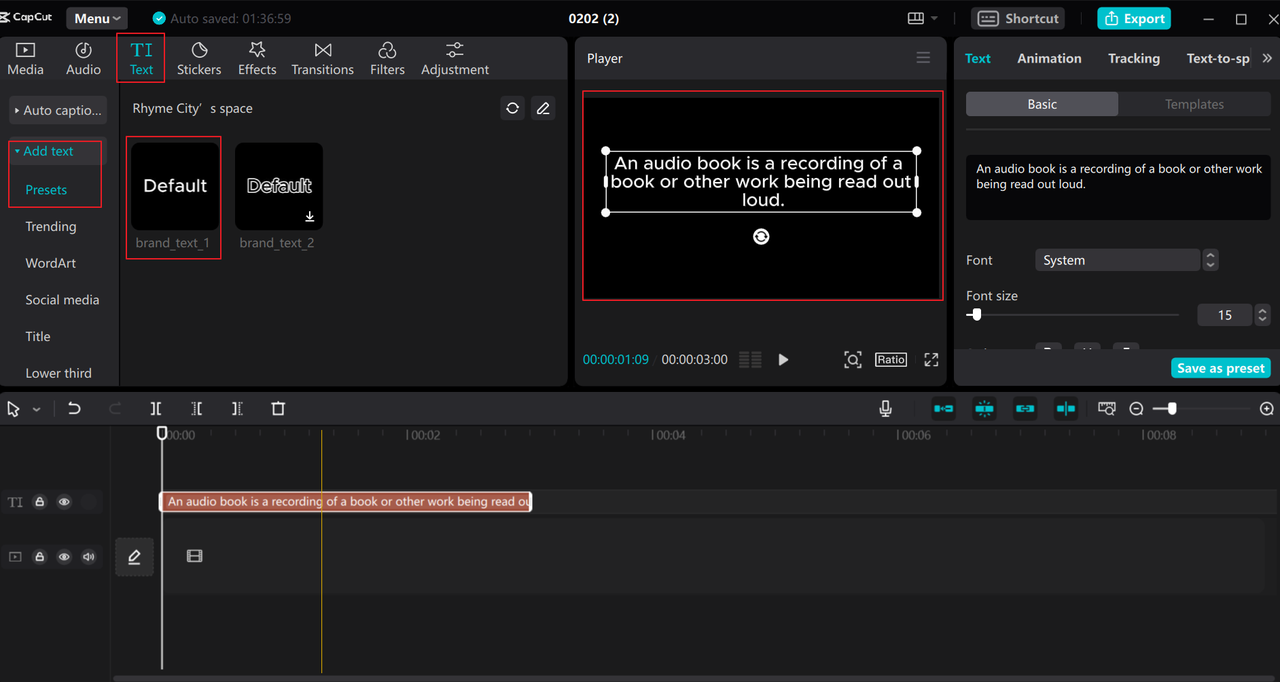 Add text to the CapCut desktop voice generator text to speech free tool