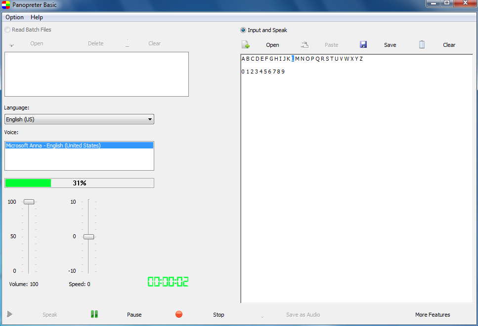 Panopreter Basic interface