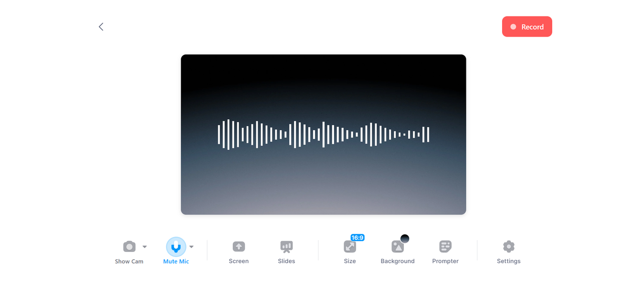 The interface of Veed.io, a free audio recording and editing software