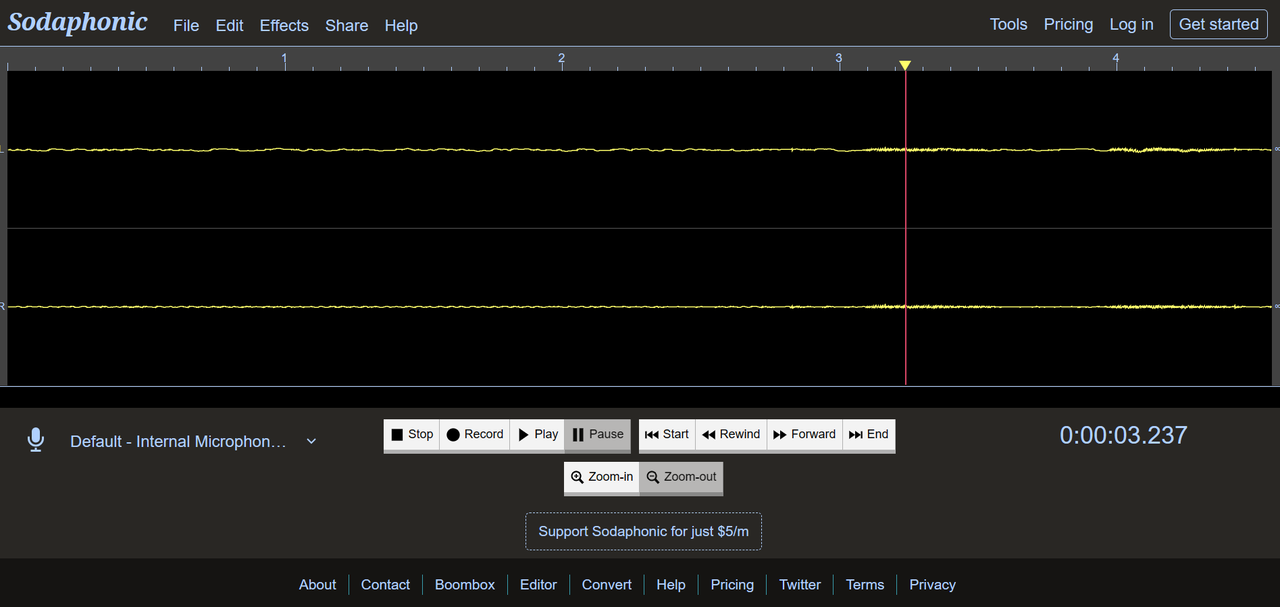 Sodaphonic free voice recording and editing software interface