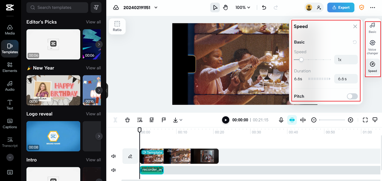 Edit audio on the CapCut online free audio recording software