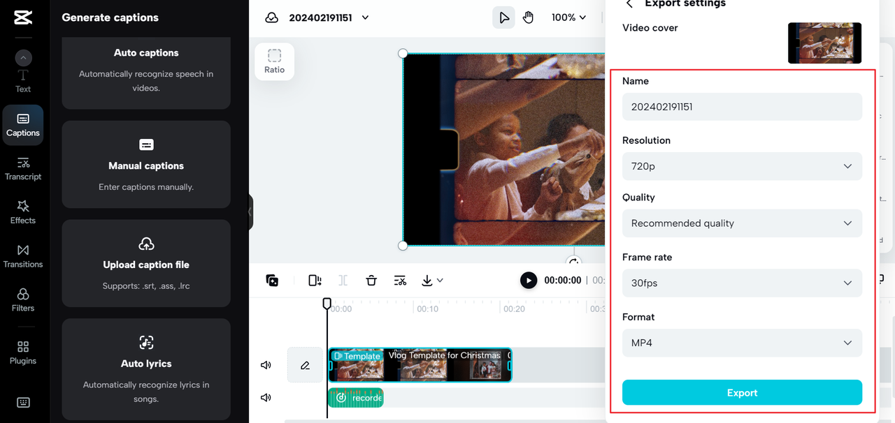 Download a video from CapCut online free audio recording software