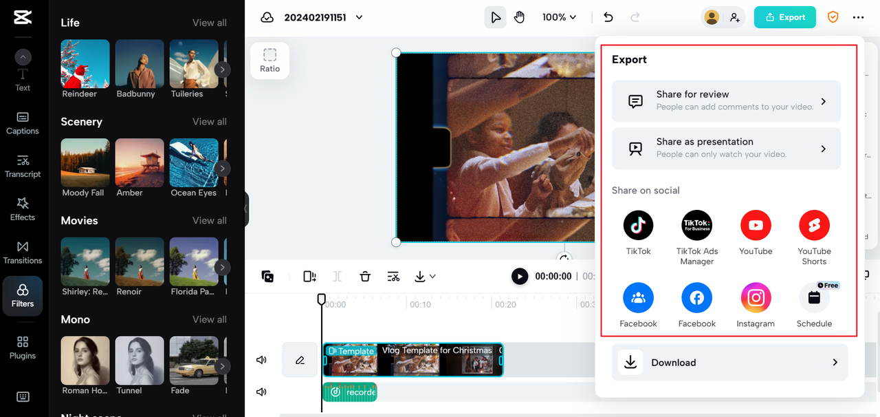 Share a video from the CapCut online video editor and free audio recording software