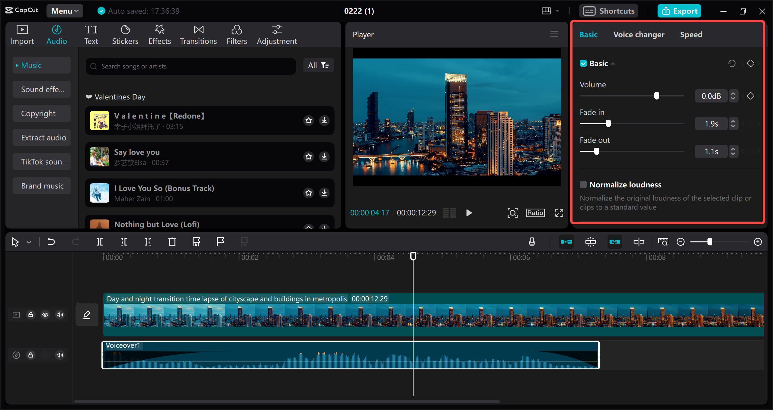 Edit the voice recording