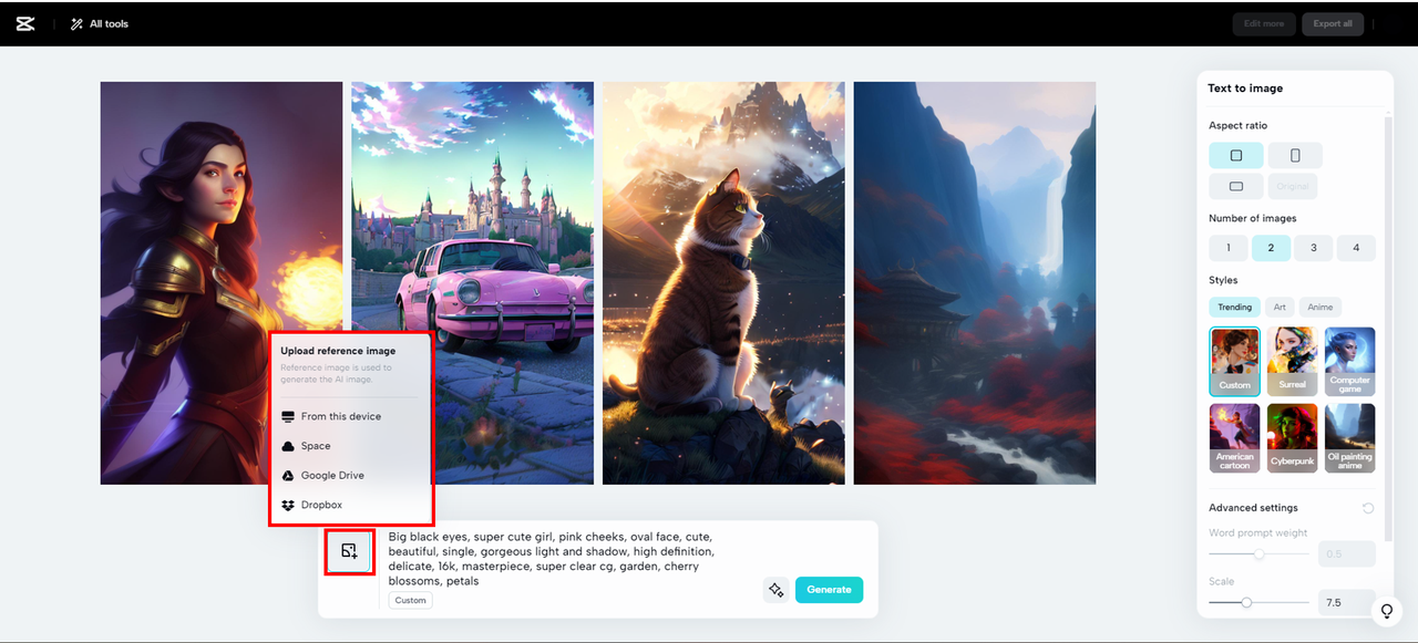 Insert custom reference photo