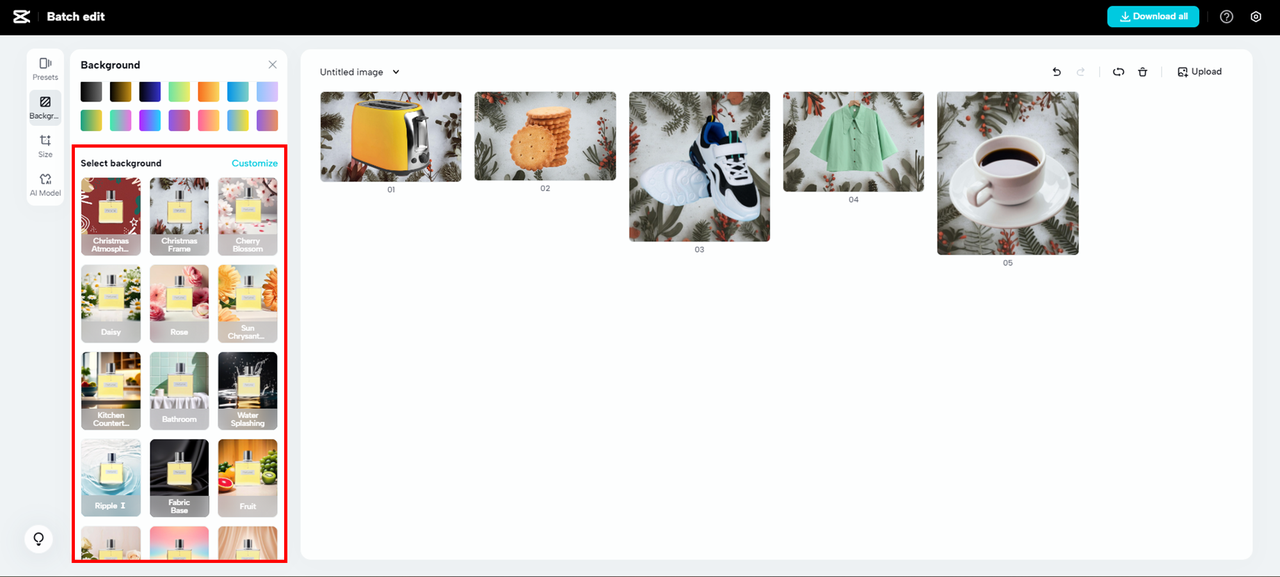 custom templates for background