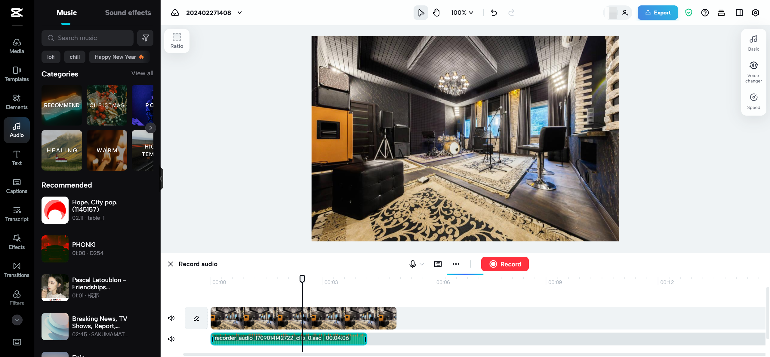 Cost-effective alternative to music studios near me: CapCut