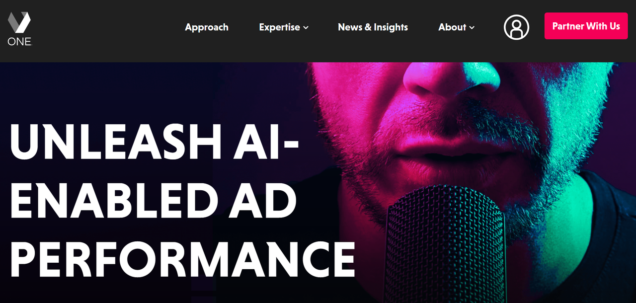 Veritone One YouTube marketing agency homepage