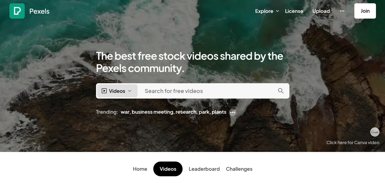 Pexels free videos for commercial use interface