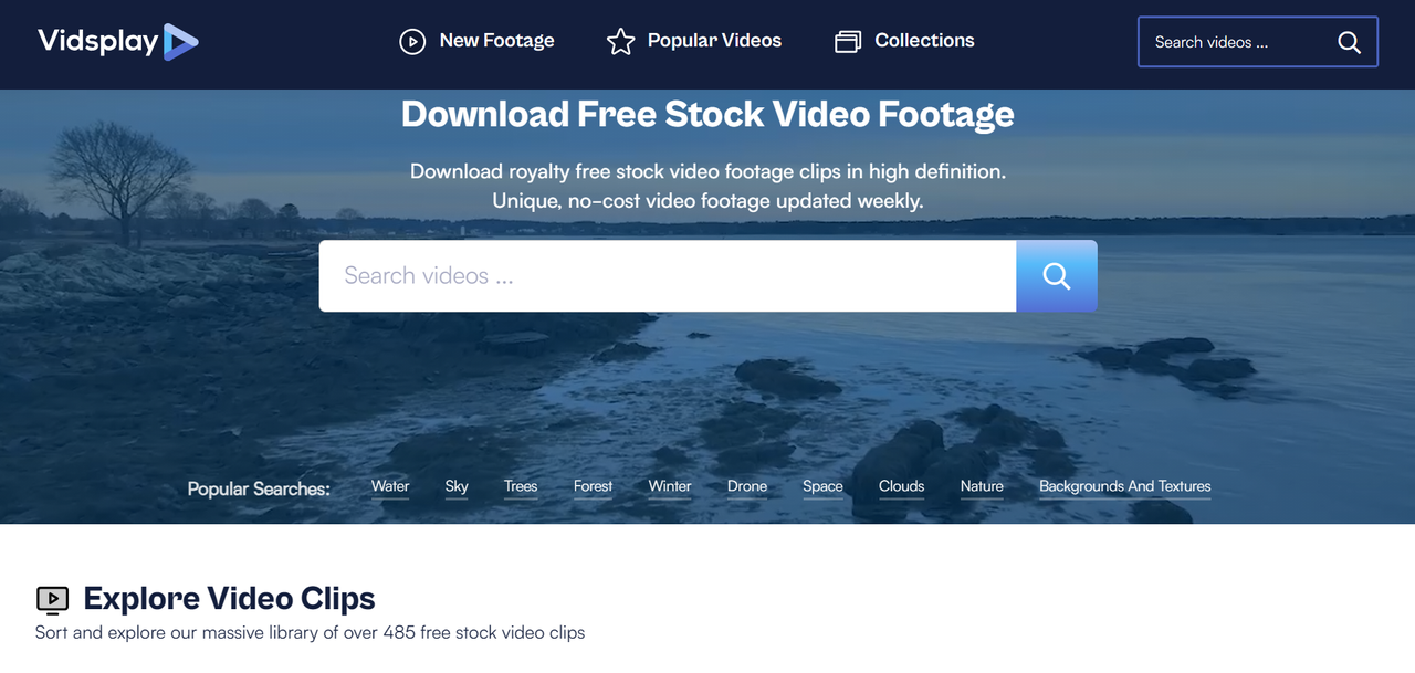 Vidsplay free videos for commercial use interface