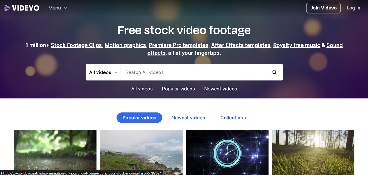 Videvo free videos for commercial use interface