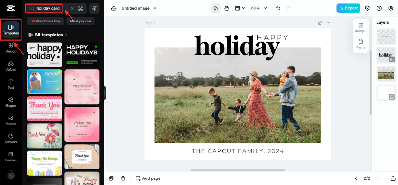 Holiday card templates