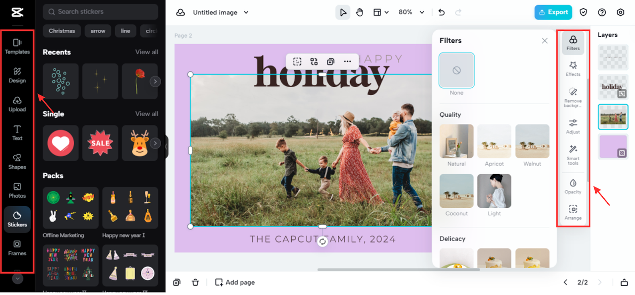 Editing features at CapCut Online