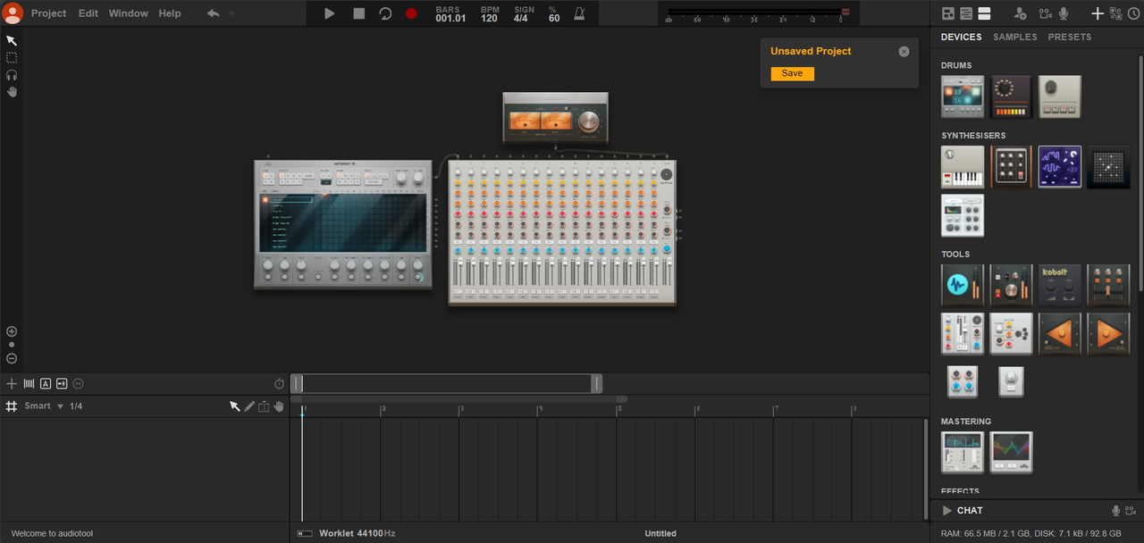  Audiotool music studio app interface