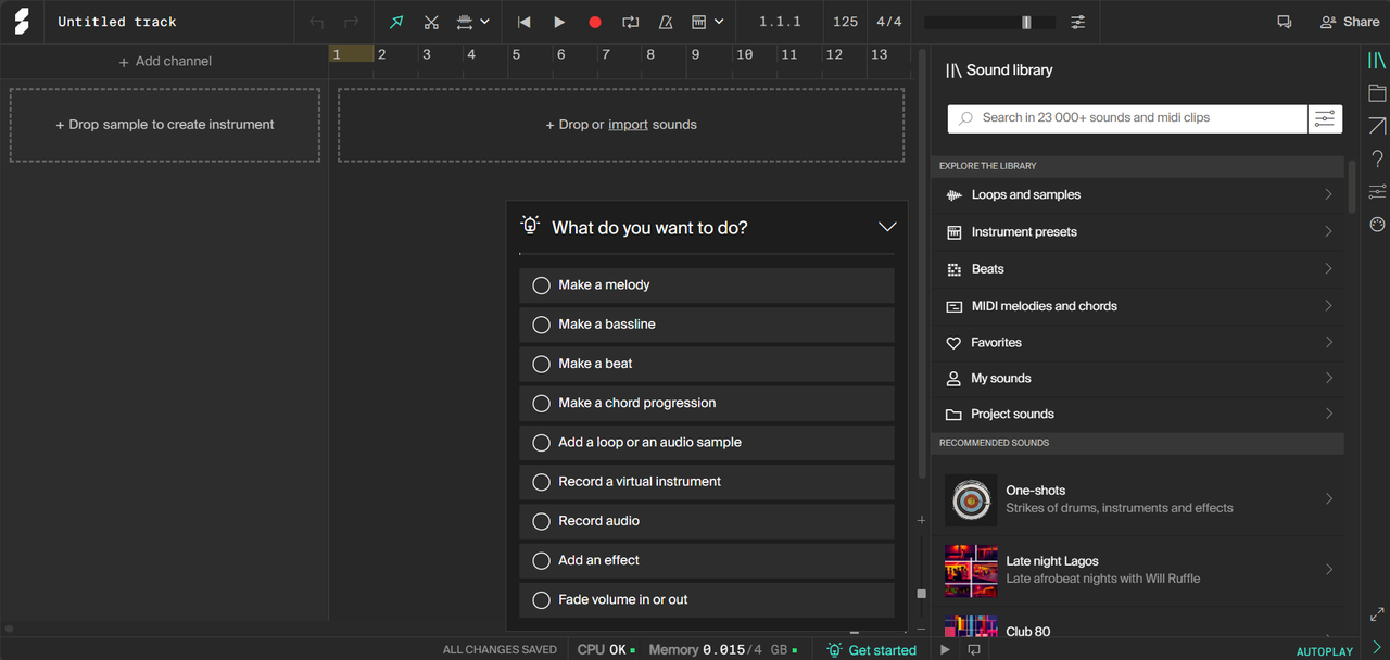Soundation music studio app interface