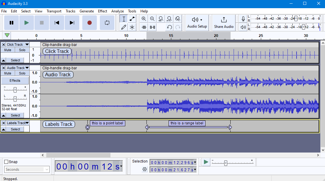 Audacity music studio app interface