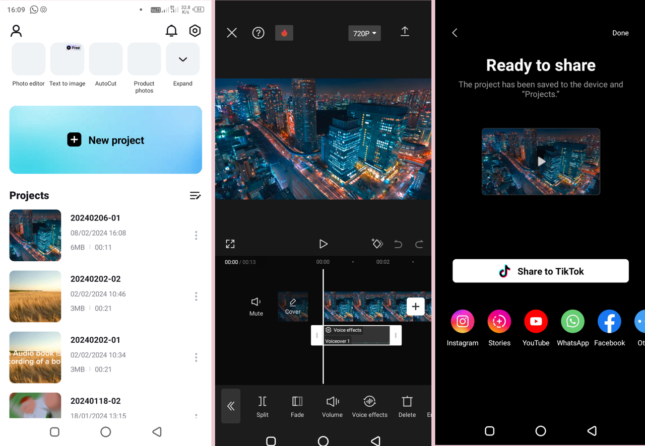 CapCut mobile music studio app