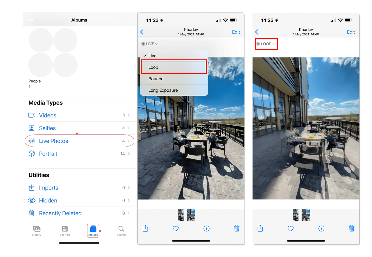 how to loop live photos on iPhone