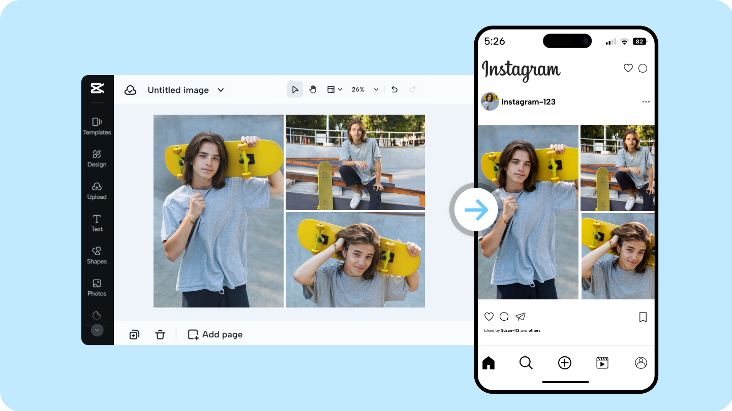 add multiple photos to instagram