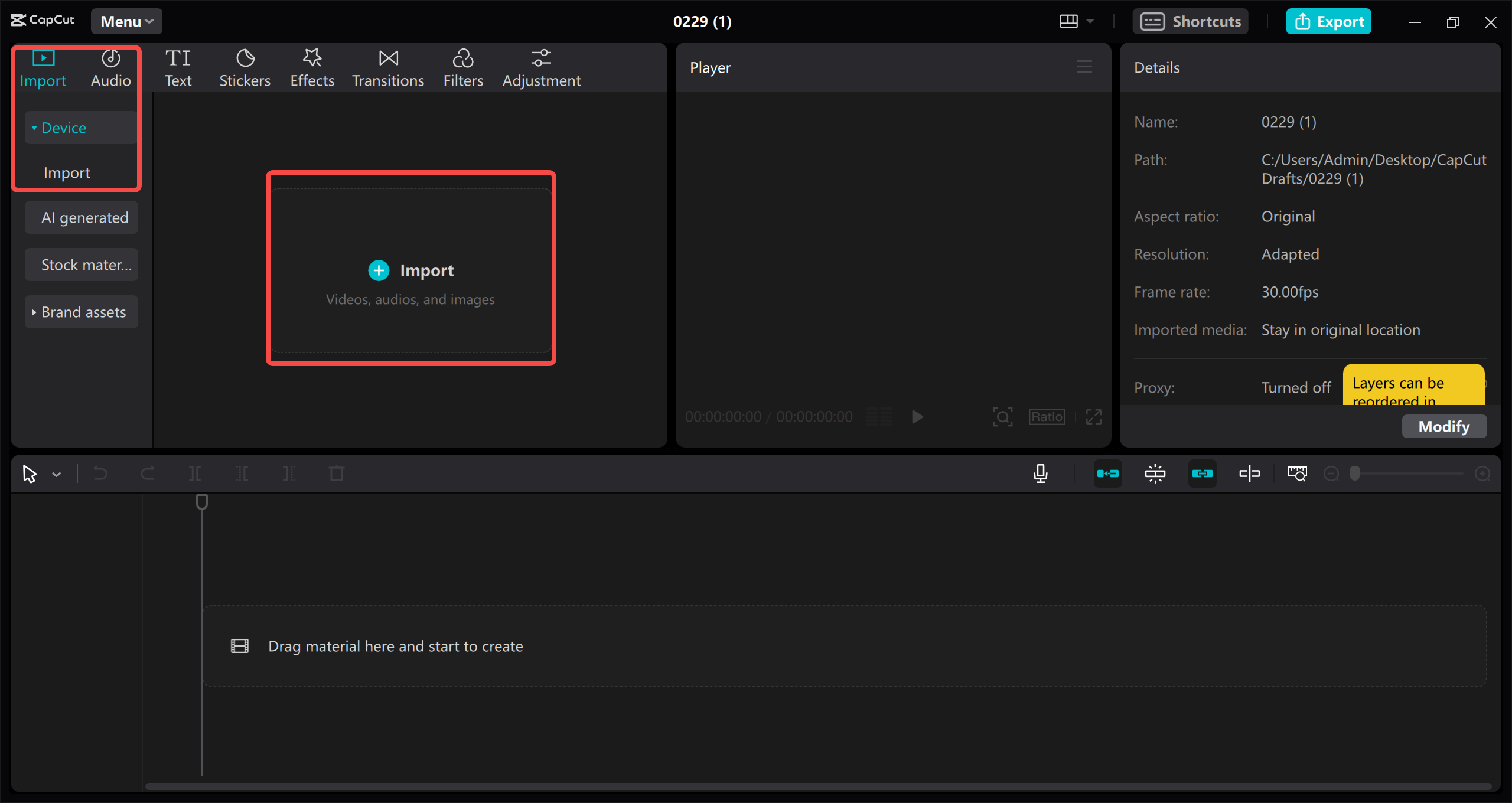 Access or start a new project