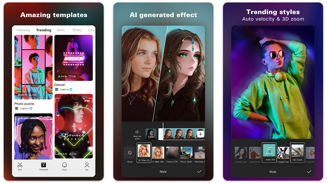 Freeze frame on Android or iOS with CapCut mobile app
