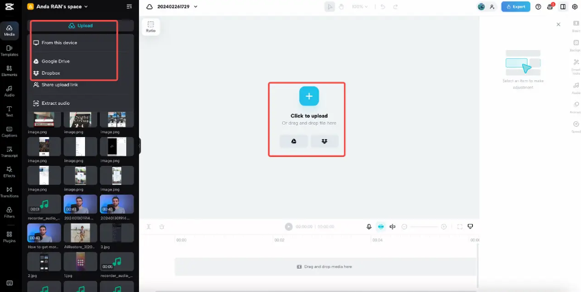 Upload media to convert MOV to MP4 online