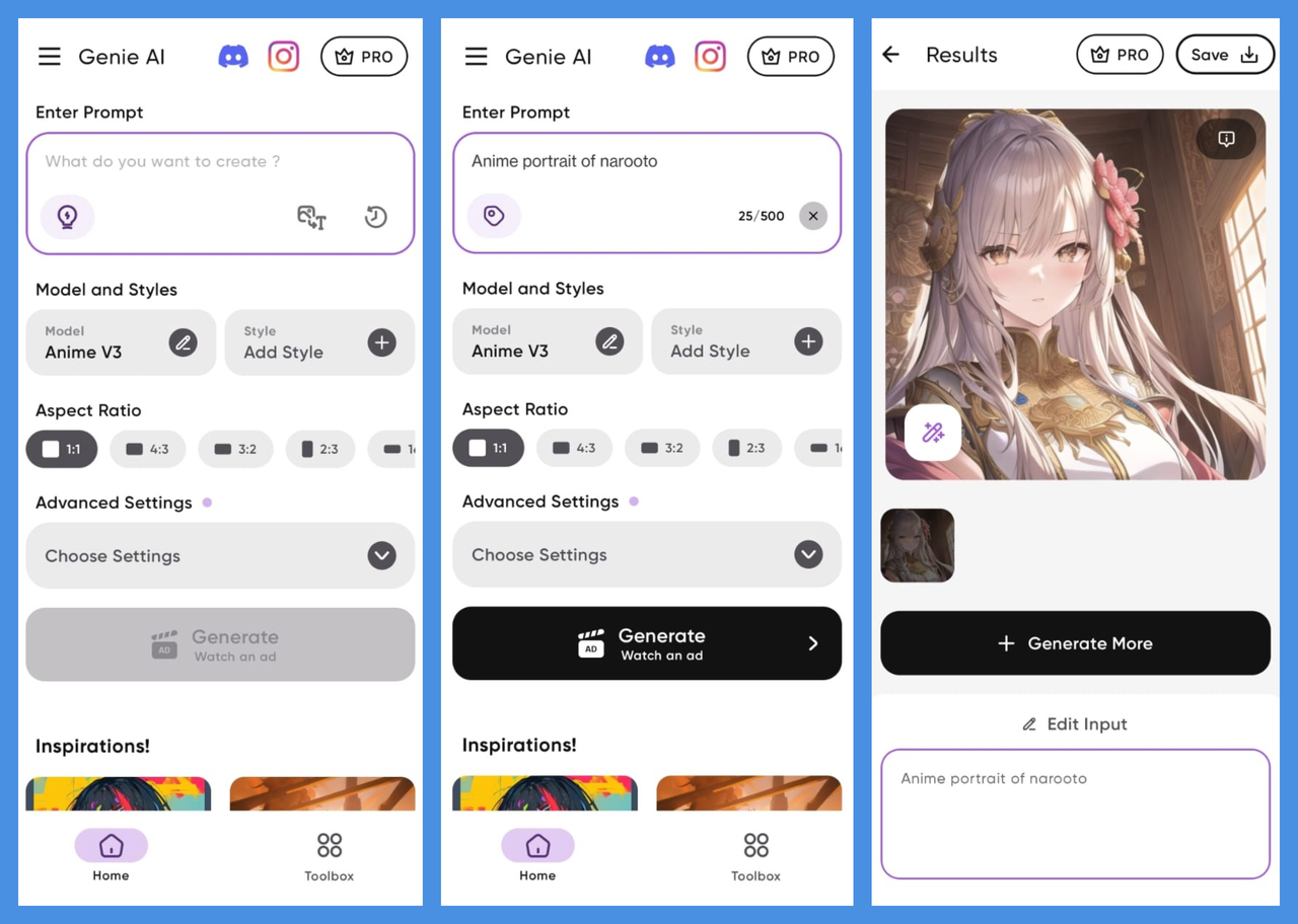 Genie anime character AI generator