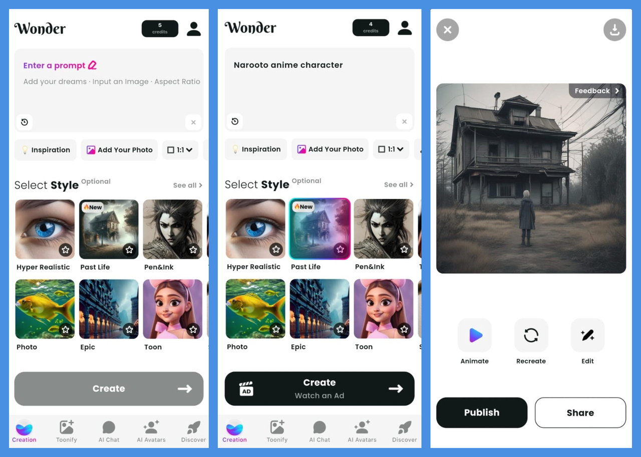 Wonder AI anime character maker
