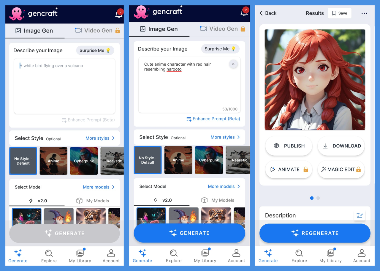 Gencraft AI anime character maker