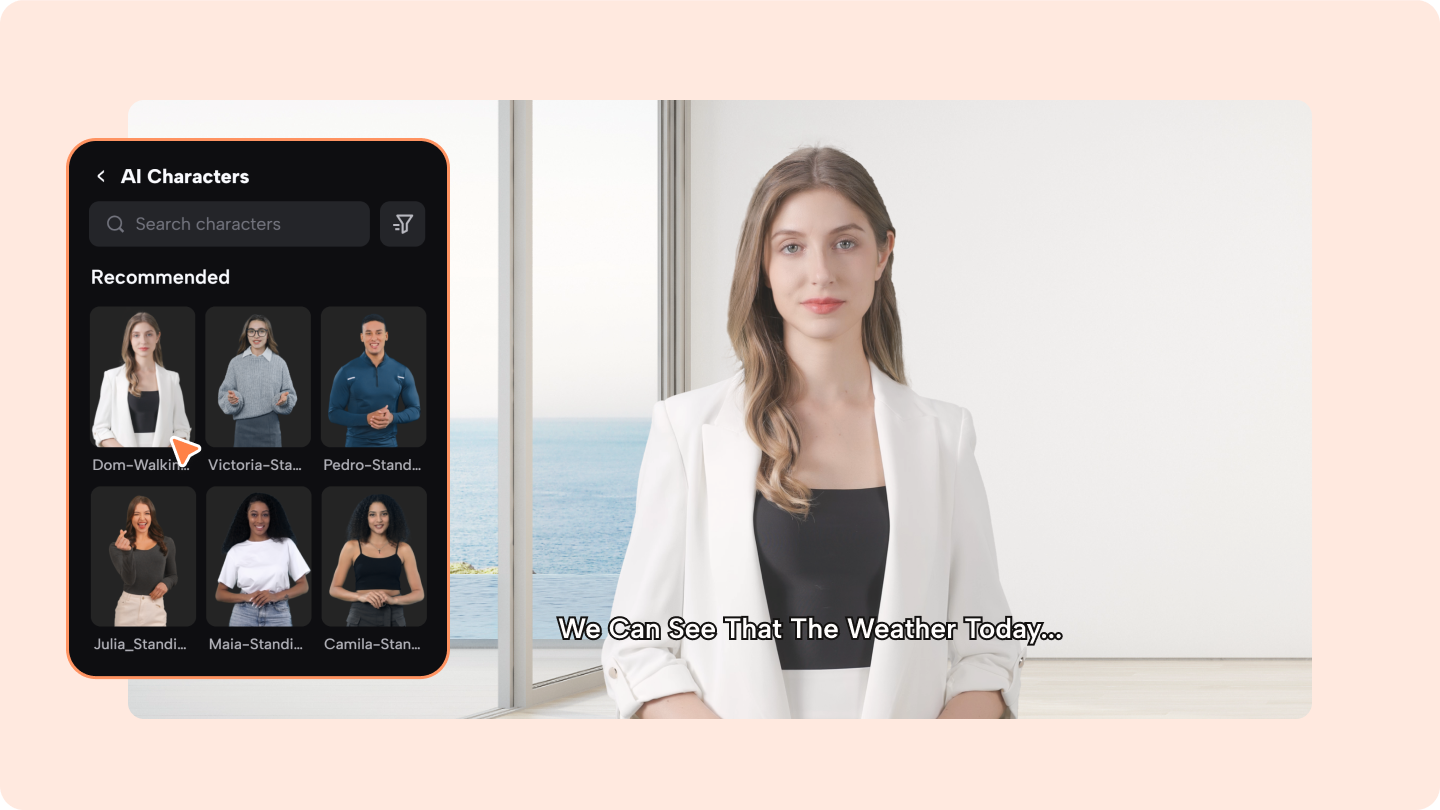 A high-quality image showcasing a diverse group of professional AI avatars, representing various industries and styles, ready to be used as digital presenters.