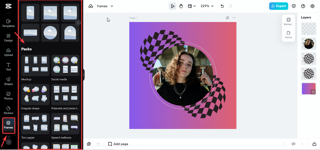 Frames on CapCut online