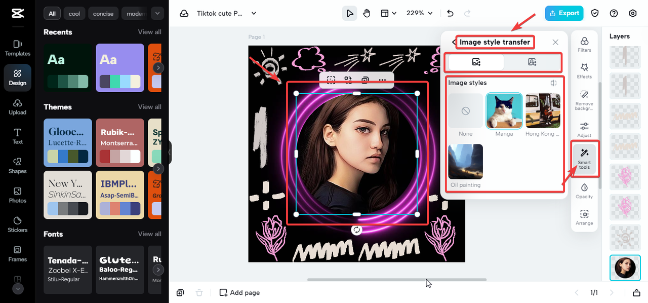 CapCut Online's image style tranfser tool