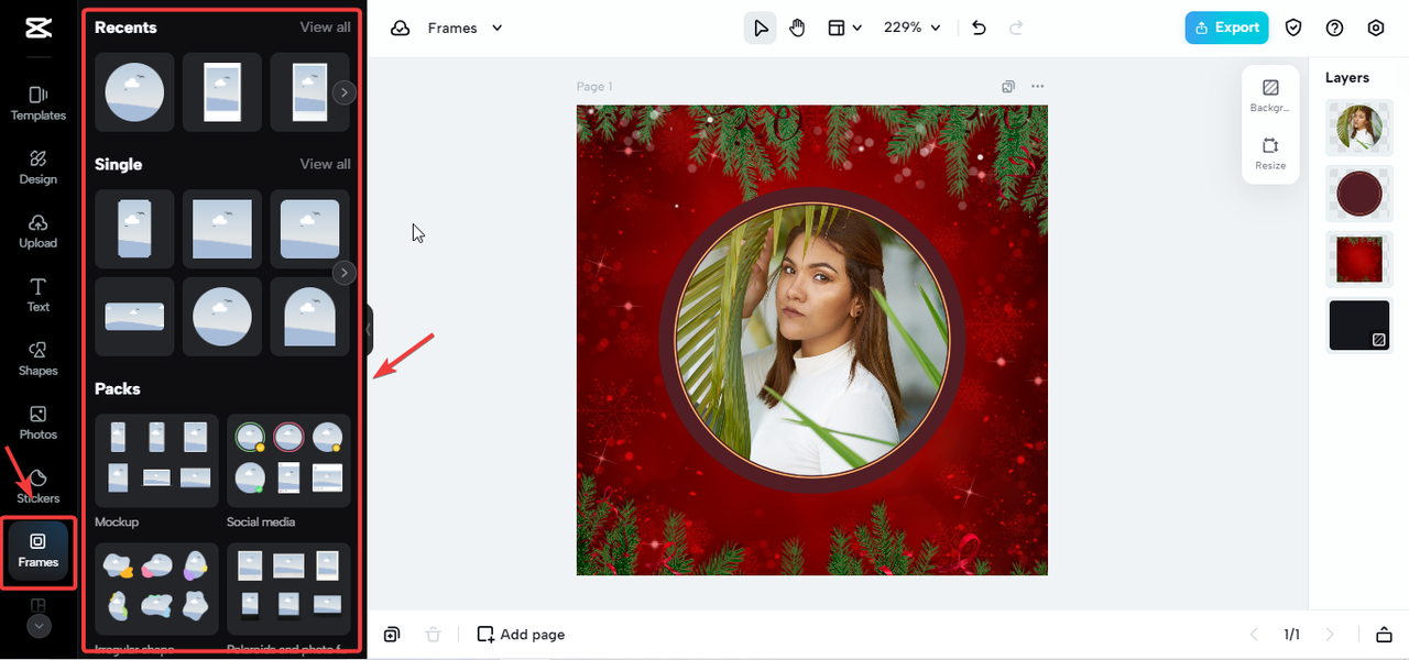 Frames collection on CapCut online