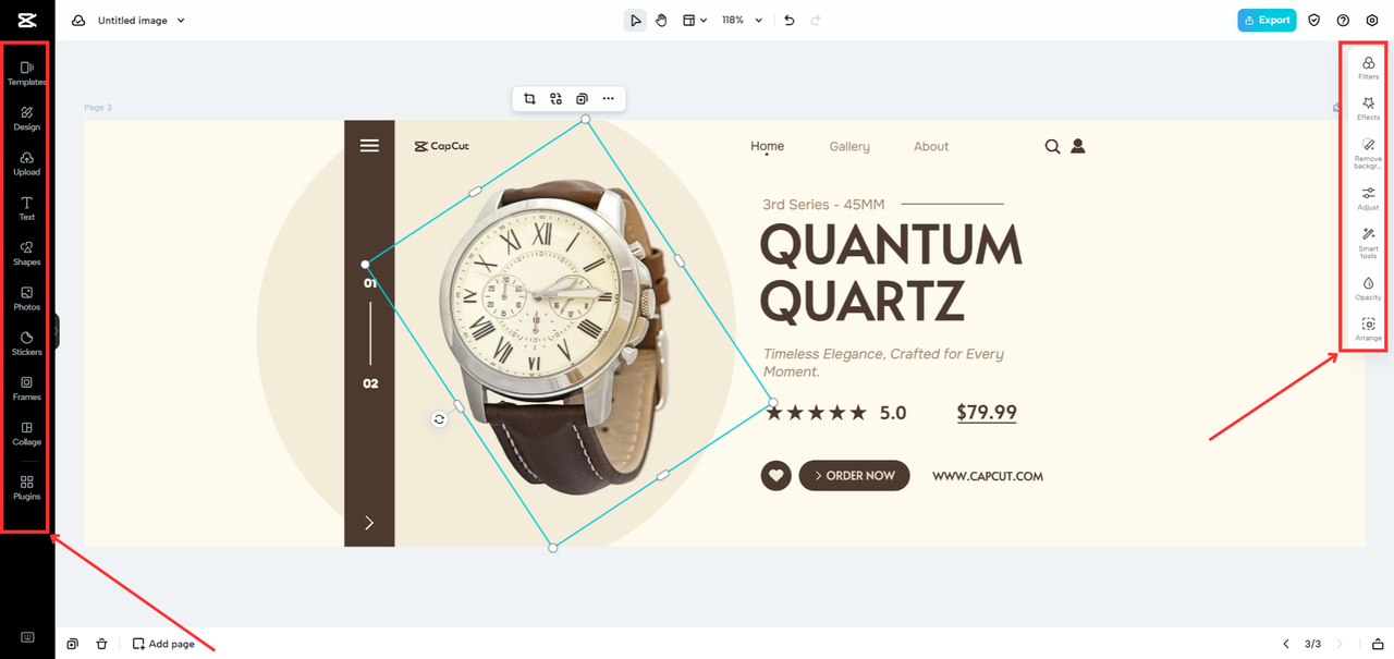 CapCut Online's Editorial Interface