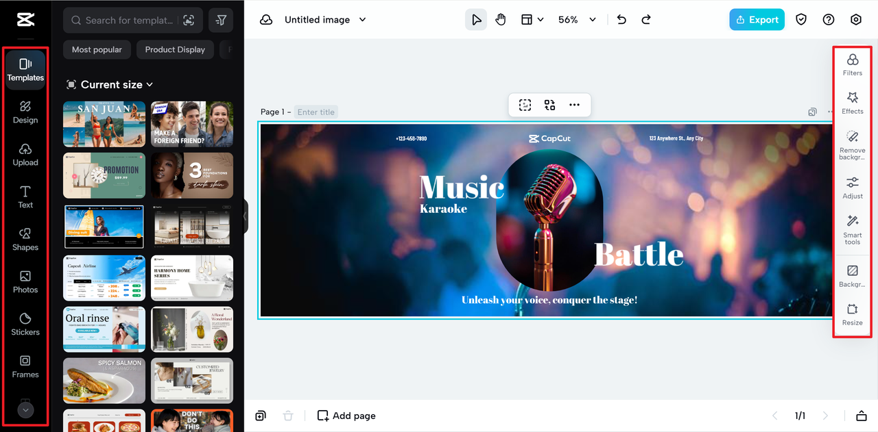 CapCut Online editing interface